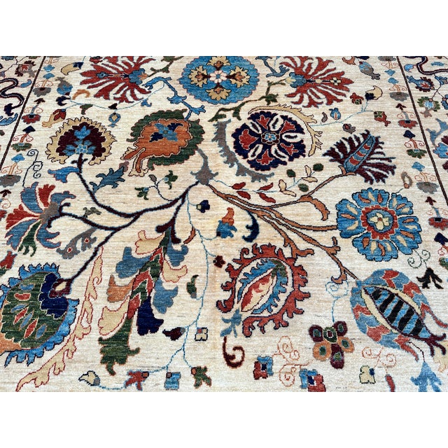 Hand-Knotted Afghan Suzani Chobi Wool Area Rug - 8'3" X 11'4" For Sale - Image 6 of 15
