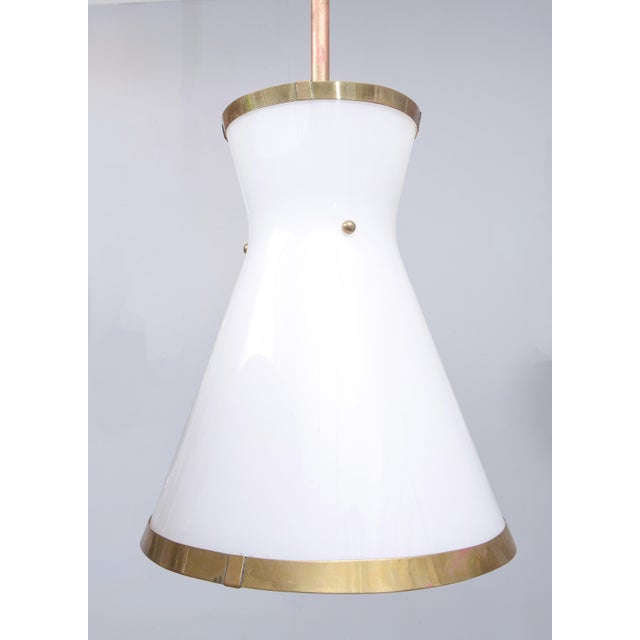 Not Yet Made - Made To Order Bespoke Cone-Shaped White Glass Fixture With Applied Brass For Sale - Image 5 of 8