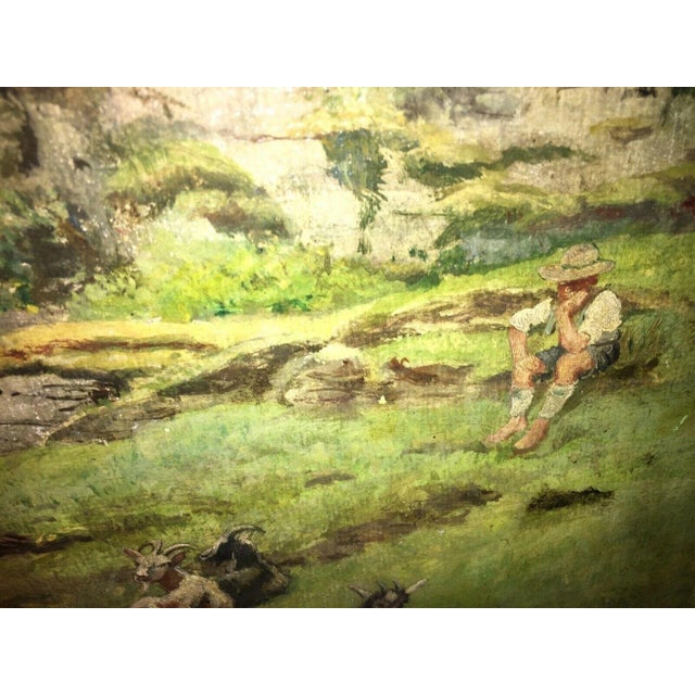 Schmedingen Alfred, Landscape Shepherd Boy Goats Goatherd 41 51, 1920s, Oil Painting on Canvas For Sale - Image 13 of 13
