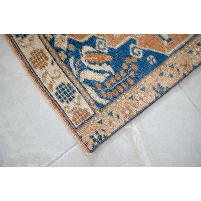 Textile Vintage Rug Hand Made Mat Small Turkish Rug Enrty Decor - 1′ 8″ × 3′ 1″ For Sale - Image 7 of 13