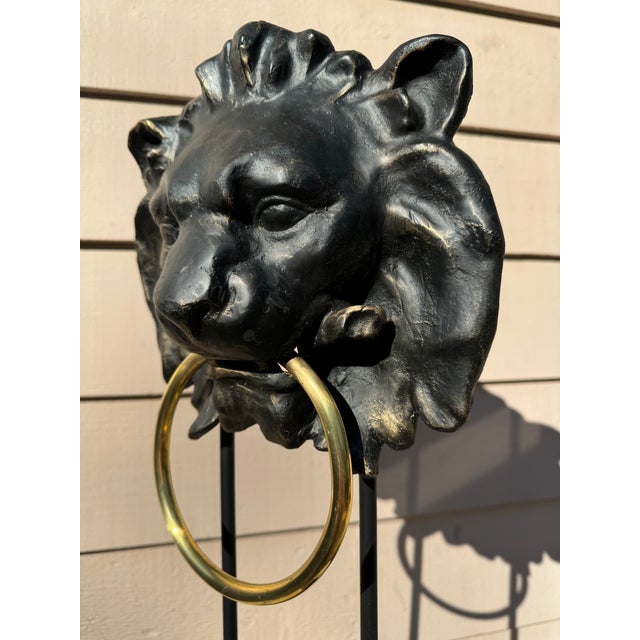 Maitland - Smith Vintage Regal Lion’s Head Towel Valet For Sale - Image 4 of 9