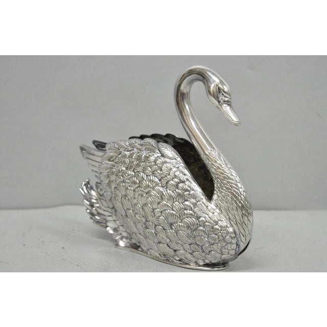 Vintage Art Nouveau Godinger Italy Silver Plated Swan Bird Napkin Letter Holder For Sale - Image 13 of 13