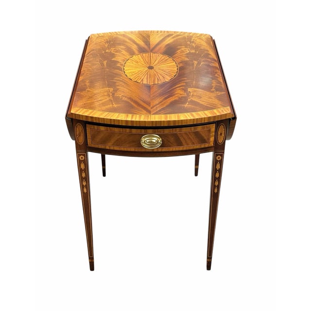 Late 20th Century Late 20th Century Pair of Federal Style Mahogany Inlaid Pembroke Tables by Councill Craftsman For Sale - Image 5 of 12