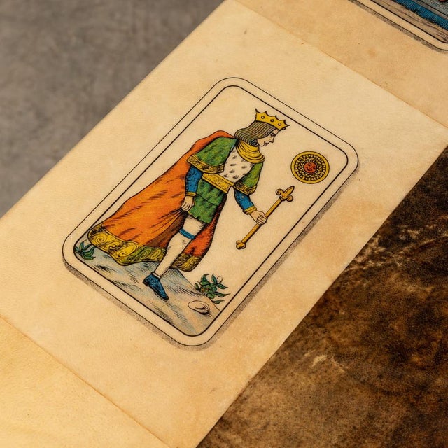 Italian Dining or Games Table and Chairs with Playing Cards Motif by Aldo Tura, 1960s, Set of 5 For Sale - Image 13 of 18