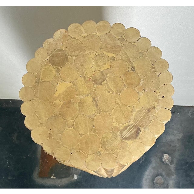 Vintage Ribbed Wood and Rattan Medium Pedestal For Sale - Image 12 of 15