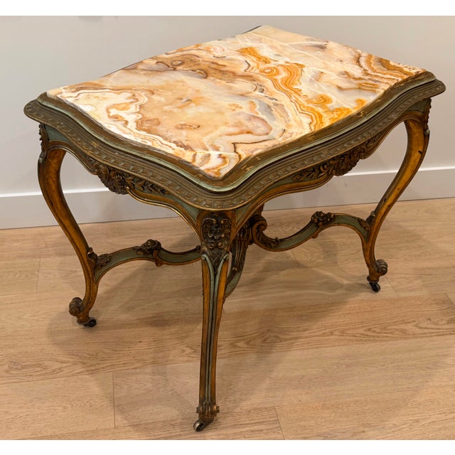 Late 19th Century Louis XVI Style Table With Onyx Top For Sale - Image 4 of 14