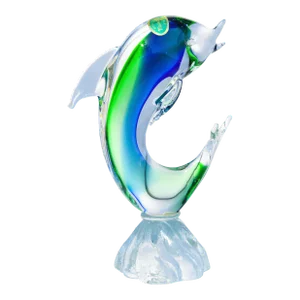 Vintage Handblown Italian Blue & Green Murano Art Glass Dolphin