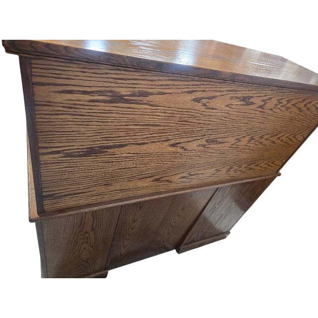 Late 20th Century Winners Only Solid Oak Roll Top Executive Desk With Keys For Sale - Image 11 of 11