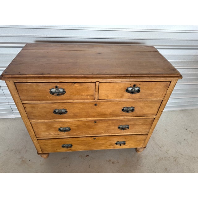 Two Over Three Drawers - Antique Pine Chest of Drawers From England This is a nice and large chest of drawers with metal...