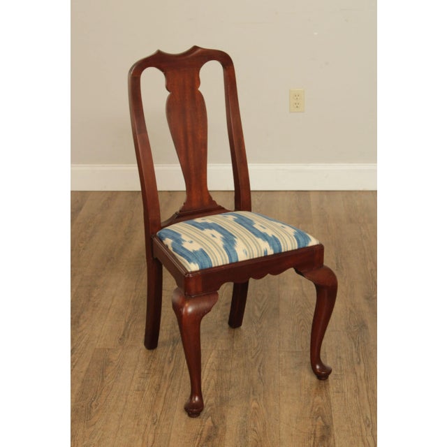 High Quality American Made Solid Mahogany Dining Chair with Shaped Back Splat and Custom Upholstered Seat