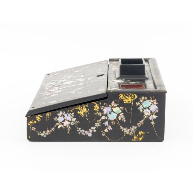 19th Century Victorian Mother-of-Pearl Inlaid Writing Box For Sale - Image 5 of 11