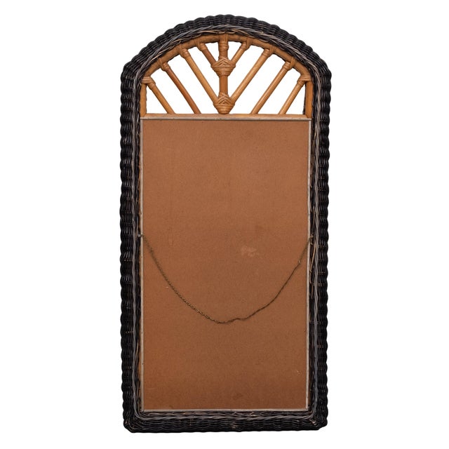 Boho Chic Vintage Italian Wall Mirror in Rattan and Wicker, 1970s For Sale - Image 3 of 7
