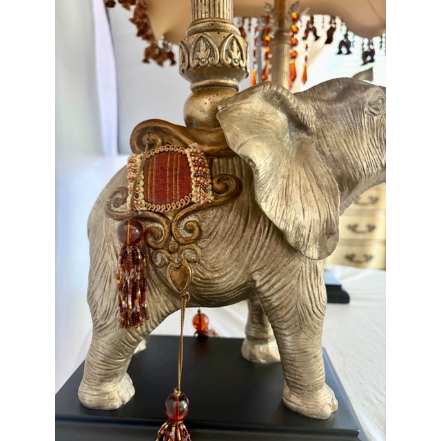 Late 20th Century Pair of Vintage Elephant Table Lamps With Original Pagoda Shades - Attributed to Mark Roberts For Sale - Image 5 of 8