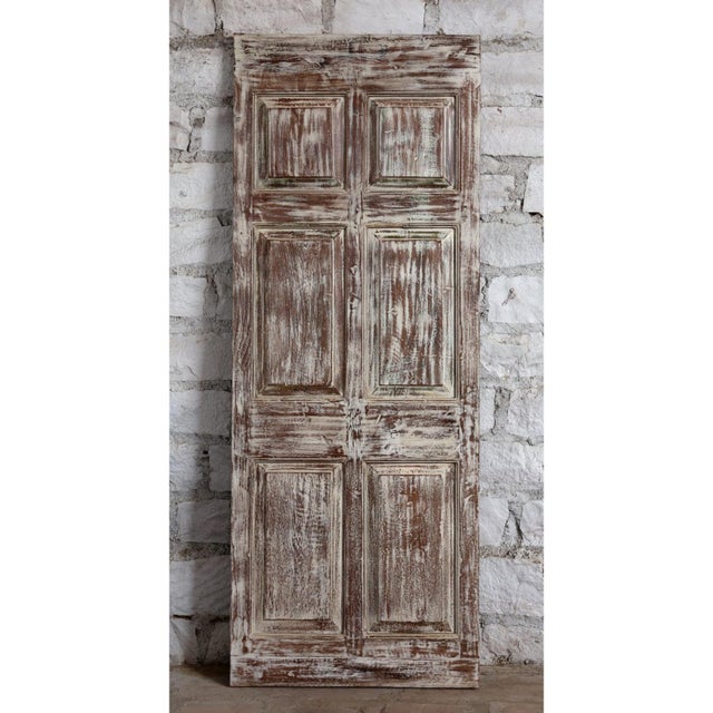 Mid-Century Modern Antique Hand-Carved Floral Single Door – Statement Barn Door Wall Art 80x31 For Sale - Image 3 of 4
