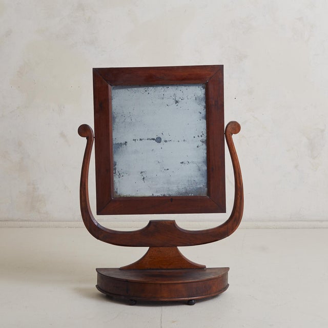 Rustic Antique Walnut Vanity Mirror, Italy 19th Century For Sale - Image 3 of 12
