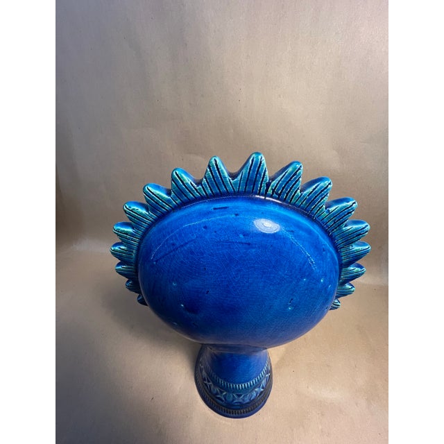 Mediterranean 1990s Bitossi Ceramics Rimini Blue Sun Figure by Aldo Londi For Sale - Image 3 of 7