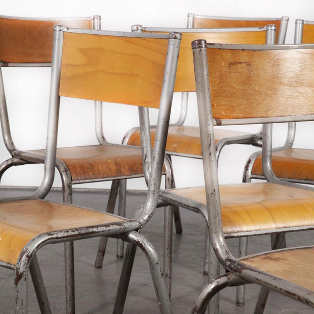 French Silver Stacking Dining Chair from Mullca, 1950s For Sale - Image 4 of 13