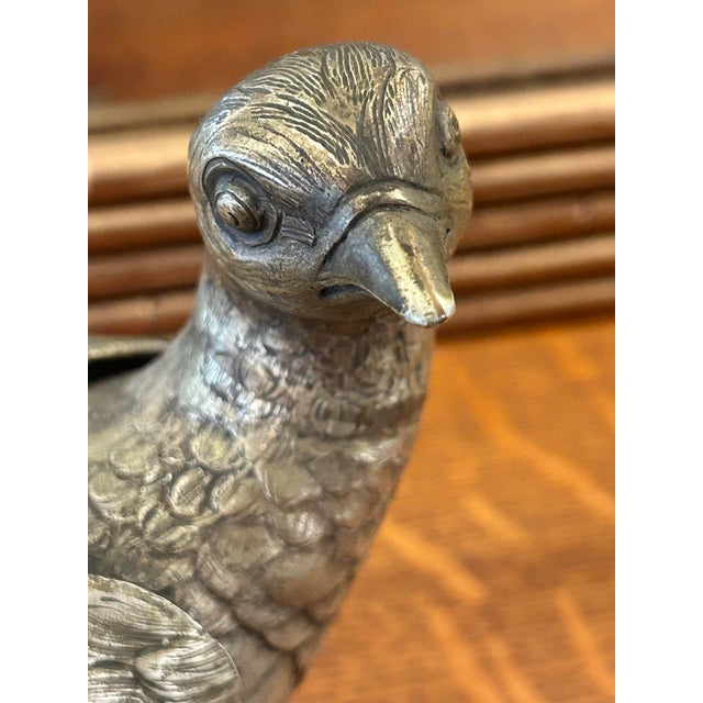 1960s Early 20th Century Large German Silver Plated Pheasant Sculptures With Hinged Wings - A Pair For Sale - Image 5 of 12