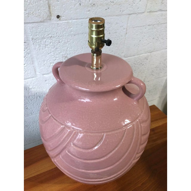 Pink Late 20th Century Two Handles Jar Ceramic Table Lamps (A Pair) For Sale - Image 8 of 11