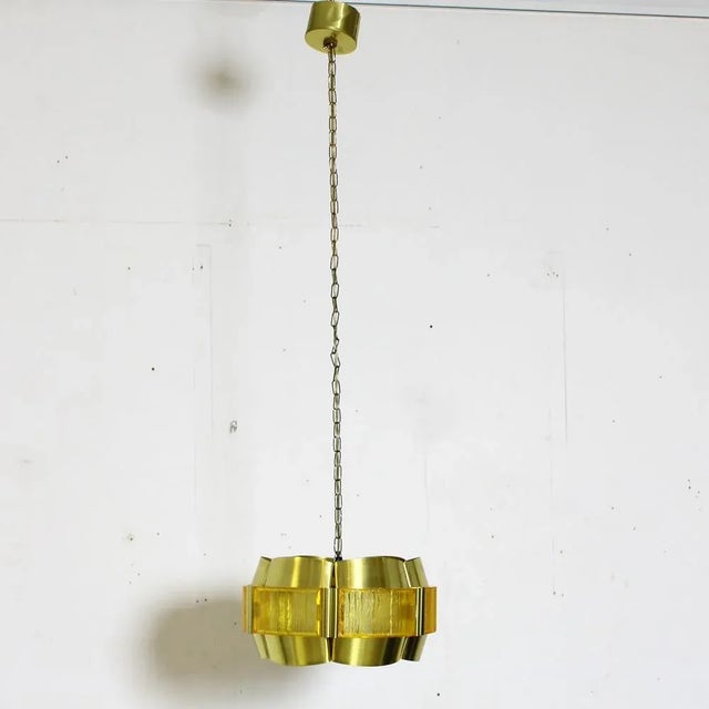 Vintage Brass Pendant by Werner Schou for Coronell Elektro, Denmark, 1960s For Sale - Image 4 of 8