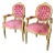 Pink Velvet Chair French Style Tufted With Gold Details - Set of 2 For Sale