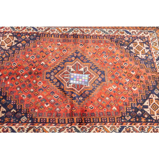 1970s Vintage Hand-Knotted Persian Qashqai Rug 3'11" X 5'4" For Sale - Image 5 of 17