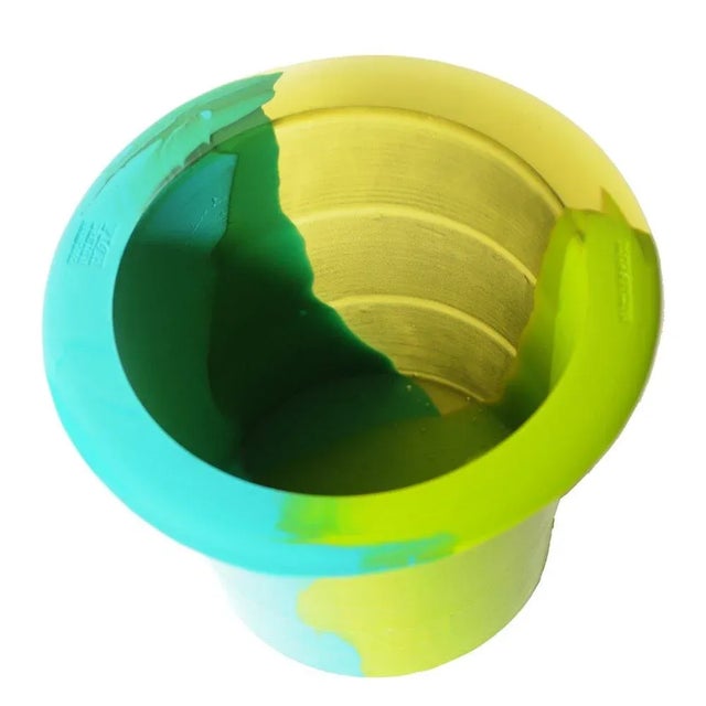 Contemporary Clear Yellow Matt Lime and Matt Turquoise Babel L Ice Bucket by Gaetano Pesce for Fish Design For Sale - Image 3 of 5