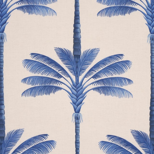 Traditional Sample - Schumacher A Palm Is A Palm Print Fabric In Indigo Palm Grove For Sale - Image 3 of 5