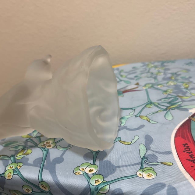 Vintage Le Smith Frosted Satin Glass Bird in Flight Dove Figurine Hand Painted Roses For Sale - Image 11 of 11