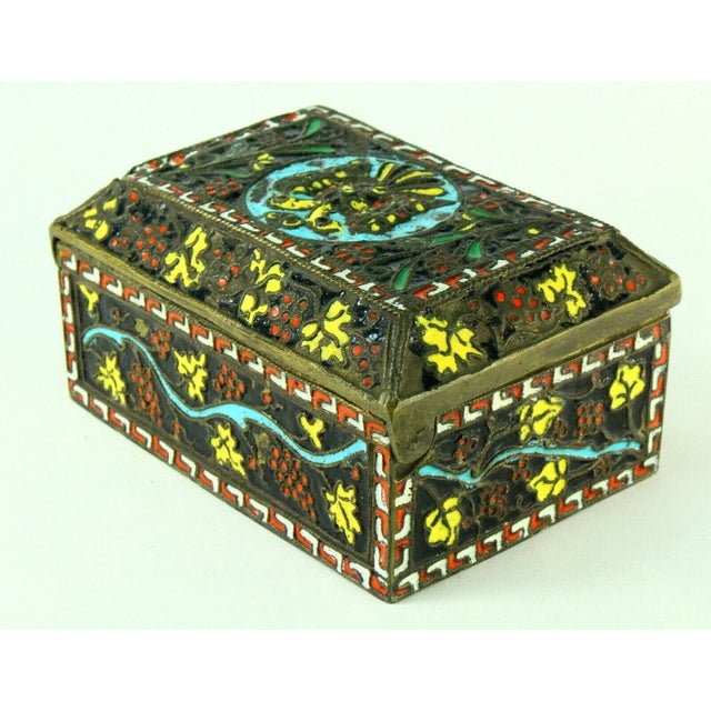 1800's Greek Celled Constantinople Patriarchate Enamel Bronze Box For Sale - Image 4 of 13