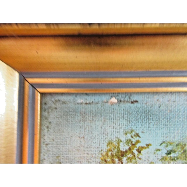 Victorian Original Oil Painting Castle Ruins With People in Gold Gild Frame For Sale - Image 9 of 10