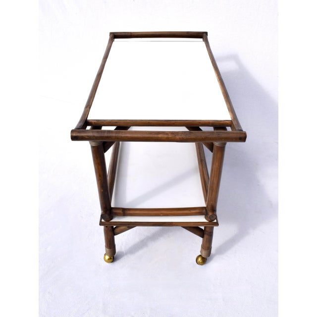 1960s Mid Century Bamboo Bar Cart in the Manner of John Wisner for Ficks Reed For Sale - Image 5 of 12