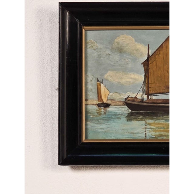 1900 - 1909 Watercolor of Boats in Harbor, Italy Circa 1900 For Sale - Image 5 of 6