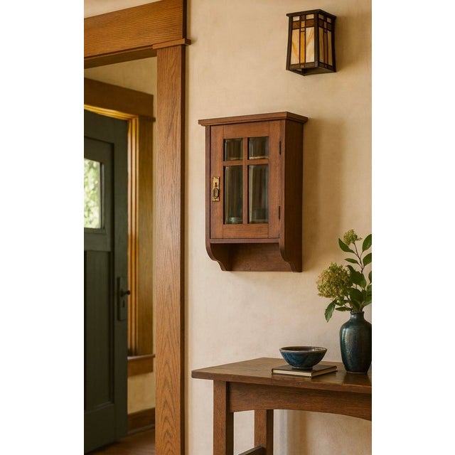 Authentic 19th century German wall curio cabinet, crafted by hand and preserved with its original wavy glass panes and...