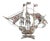 Silver Filigree Caravel with Flags and Maltese Crosses Sails in Relief For Sale