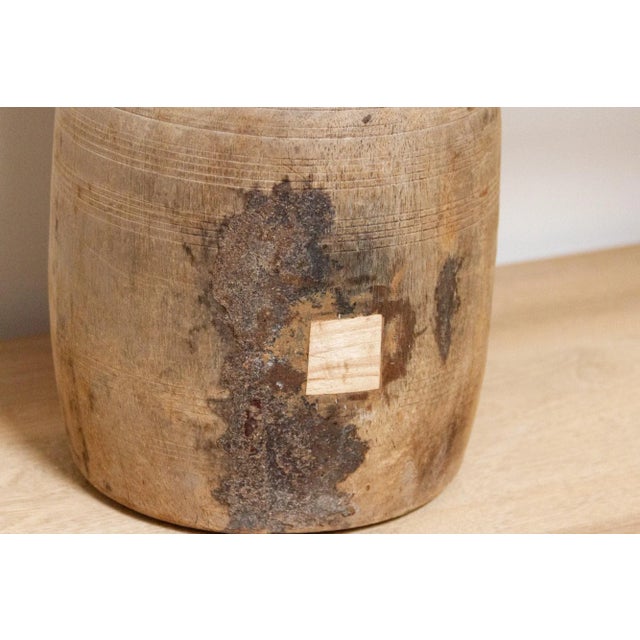 Antique Wooden Pot-Bindu For Sale In Los Angeles - Image 6 of 10