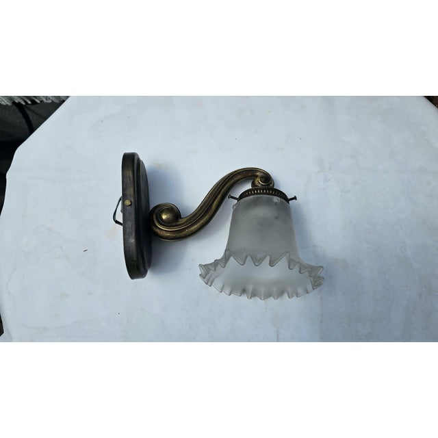 Art Deco Brass Wall Lamp, 1920s For Sale - Image 3 of 8
