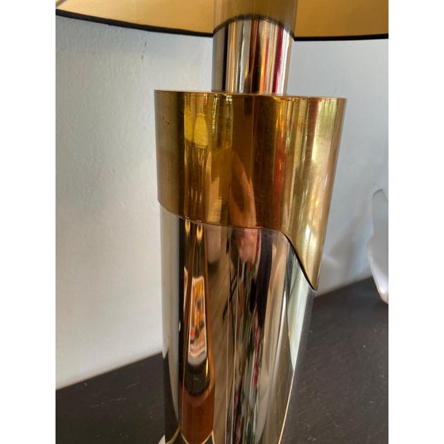 Metal Vintage Table Lamp in Brass and Steel, 1970s For Sale - Image 7 of 10