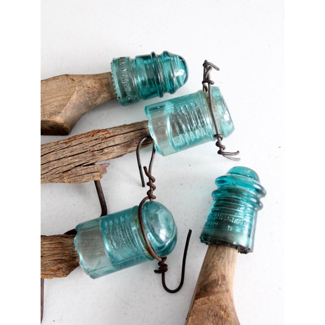 Antique Electrical Posts With Glass Insulators Set of 4 For Sale - Image 6 of 14