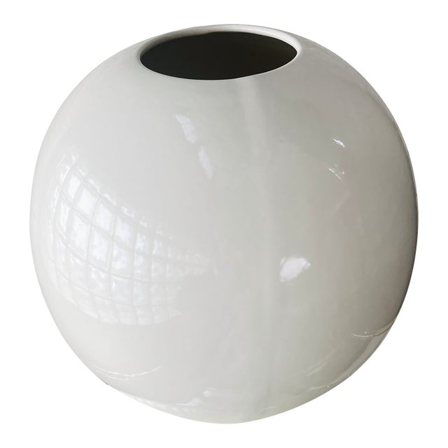 1990s Postmodern Spherical Ceramic White Vase For Sale