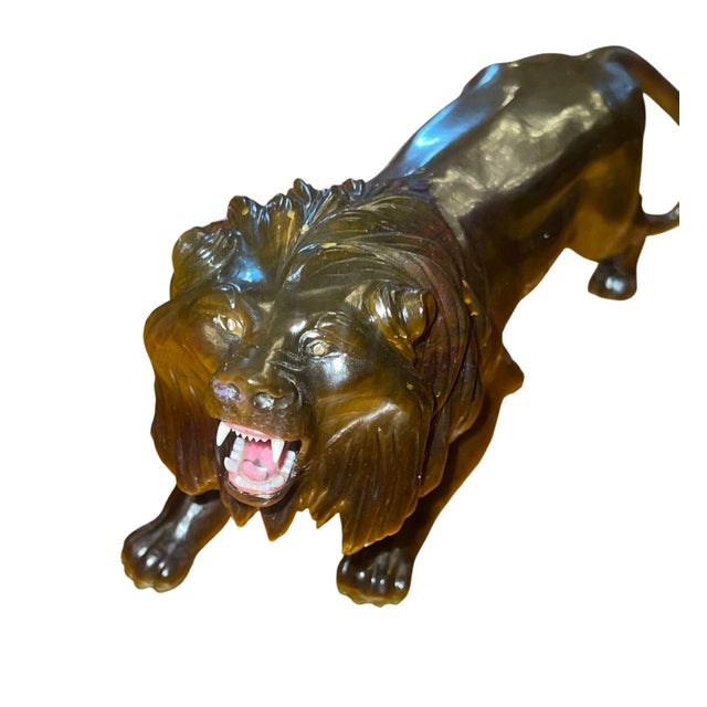 Mid 20th Century Mid-20th Century Tiger’s Eye Quartz Lion Carving Attributed to Georg O. Wild. For Sale - Image 5 of 7