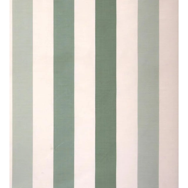Sample - The House of Scalamandré La Valliere Rayure Fabric, Green & Cream For Sale
