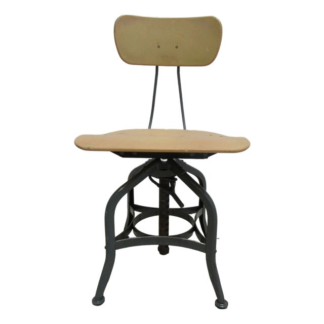 Vintage Toledo Drafting Industrial Small Counter Swivel Bar Stool Chair AAA For Sale