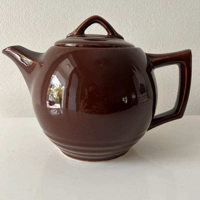 Brown Mid-Century Brown Art Deco McCoy Tea Pot For Sale - Image 8 of 8