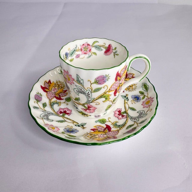 Vintage Minton Haddon Hall English Bone China Tea Set, 17 Pieces, Floral Chintz Pattern For Sale - Image 12 of 15