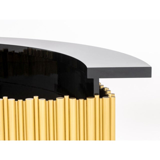 Metal Art Deco Style Black Lacquered & Brass Bar Cabinet For Sale - Image 7 of 10