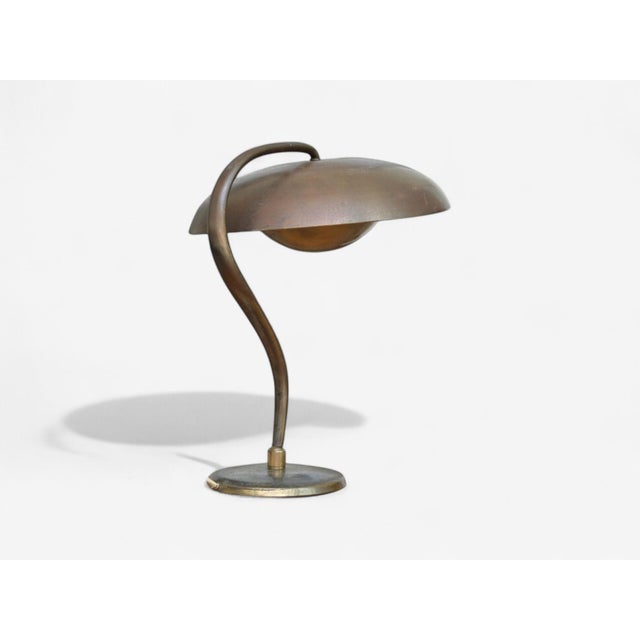 Bauhaus Bauhaus, Mid-Century Modern, Desk Lamp, Gilt Metal, Germany, 1930s For Sale - Image 3 of 7