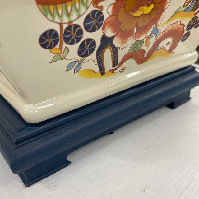 1960s Colorful Vintage Painted Ceramic Table Lamp For Sale - Image 9 of 12