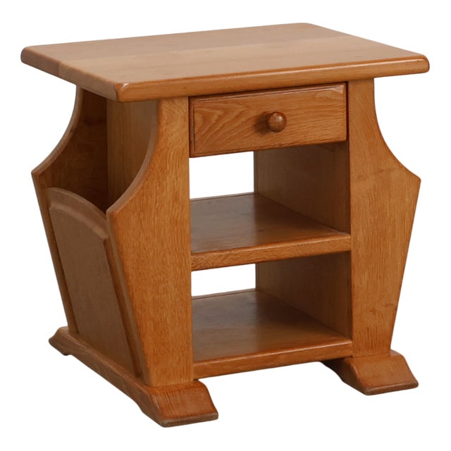 Mid-Century Modern French Blonde Oak Side Table, 1980s For Sale