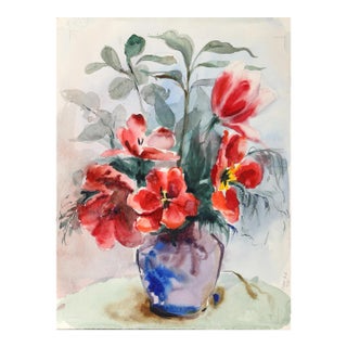 1960s "Flowers P6.34" Watercolor Painting by Eve Nethercott For Sale